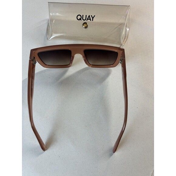 Quay Australia Sunglasses Womens Brown Get In Line Oversized Square Gradient